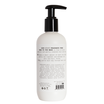 Zoey Naturals Fragrance Free Head To Toe Wash for Babies and Kids
