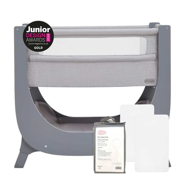 Shnuggle Air Lite Infant Bedside Bassinet: 1 Mattress + 1 Waterproof + 2 White Sheets