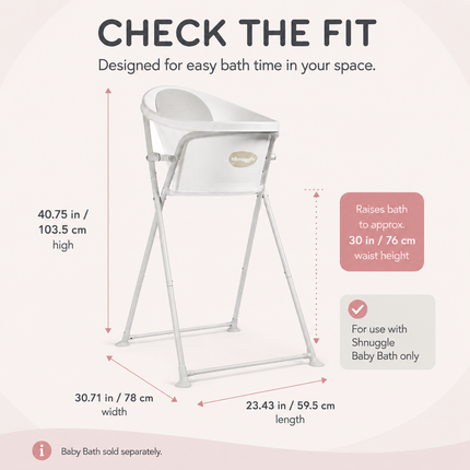 Shnuggle baby bath and folding stand dimensions