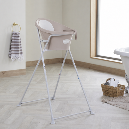 Shnuggle Taupe bath and stand lifestyle view